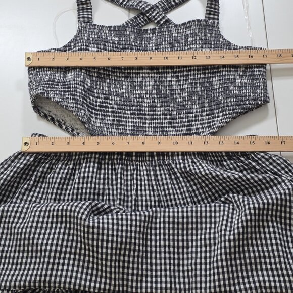 American Eagle Dress Womens XL Black White Gingham Tiered Smocked Cutout Cottage - Picture 4 of 14